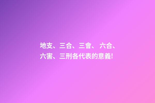 地支、三合、三會、 六合、六害、三刑各代表的意義!